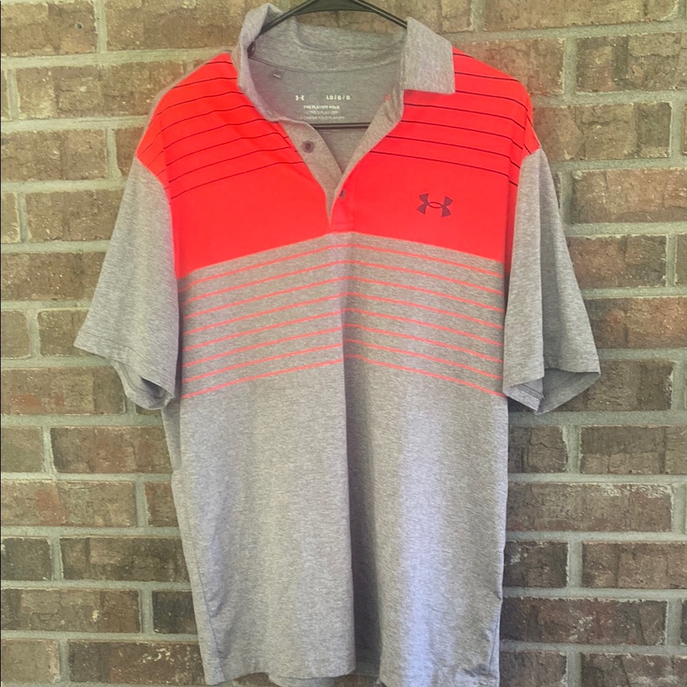 Under Armour The Playoff Men's Polo in Gray and Bright Orange